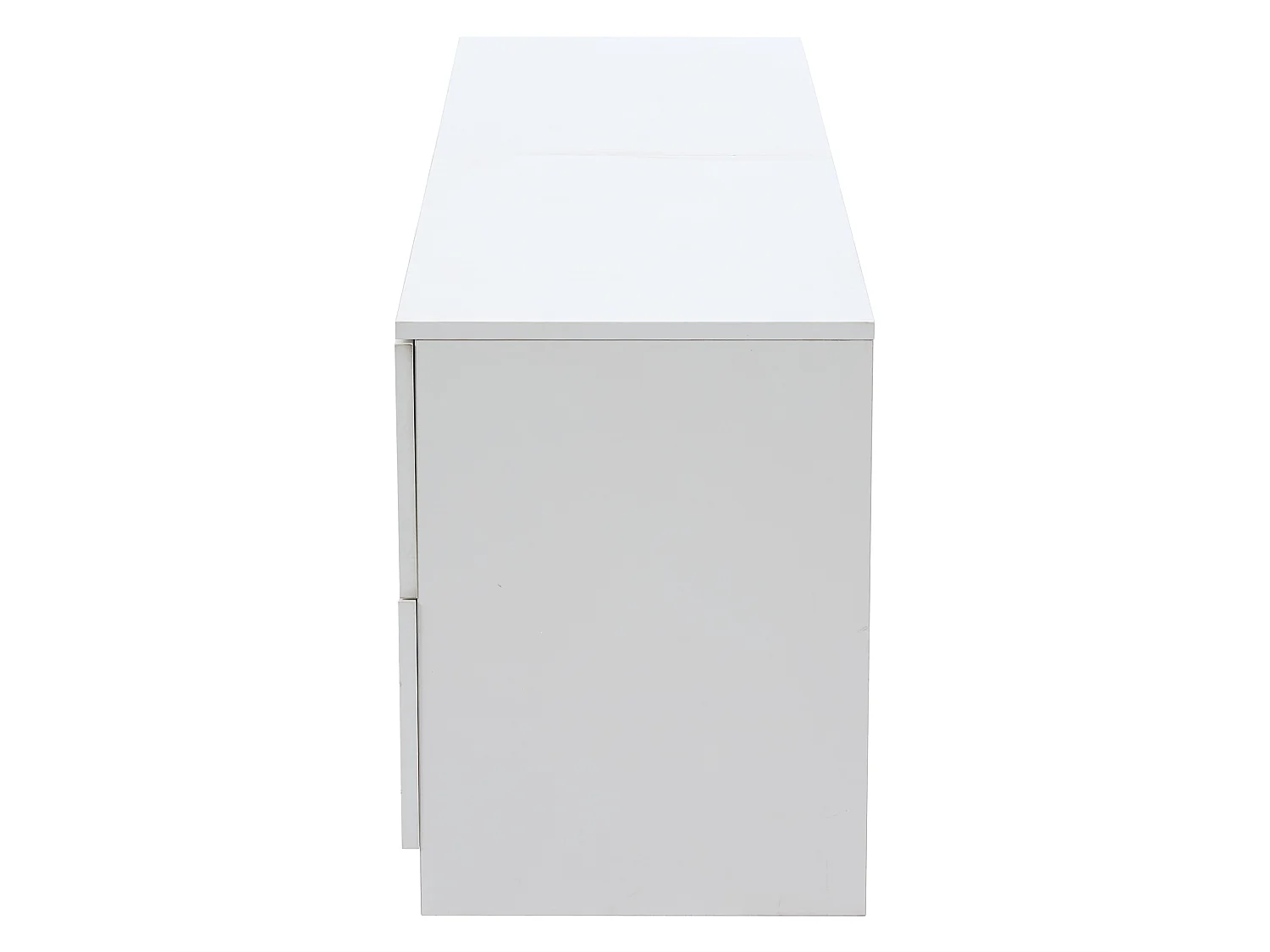 Meuble TV bas brillant de 160 cm avec éclairage LED - Avec 2 tiroirs et 1 porte d'armoire - Blanc