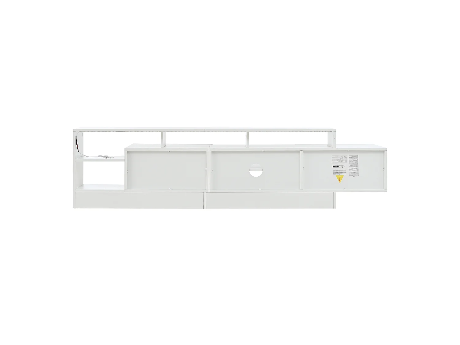Meuble TV moderne 190 x 40 x 48,5 cm, espace de rangement ouvert avec LED, adapté pour salon, Blanc