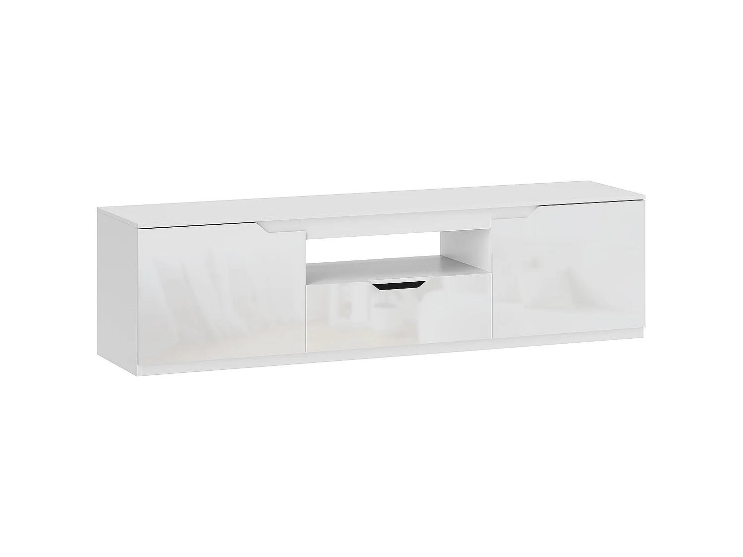 Armoire TV Lowboard avec 2 Portes, tiroir, 160 cm de Long Table TV ,  Blanc