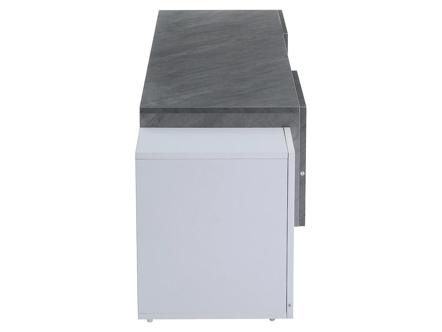Meuble TV bas avec éclairage LED - Support TV avec 4 portes, étagères en verre - Blanc et gris