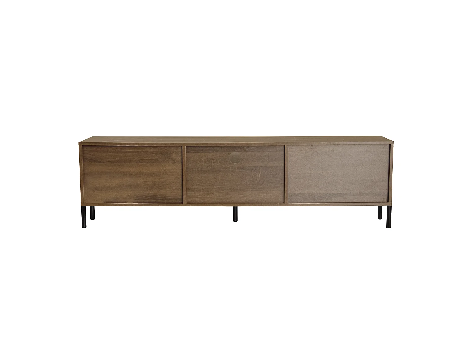 Lage tv-kast 160 × 35 × 46 cm met 3 deuren, modern lowboard voor woonkamer, praktische opbergruimte, bruin
