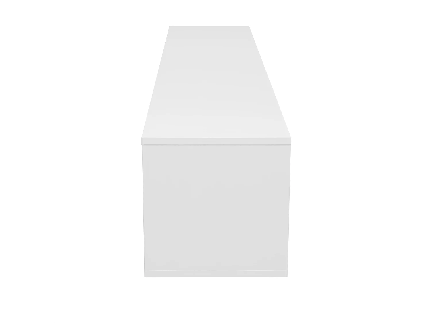 Meuble TV moderne blanc 170 cm, flottant ou posé, sans poignées avec 3 portes et 2 tiroirs