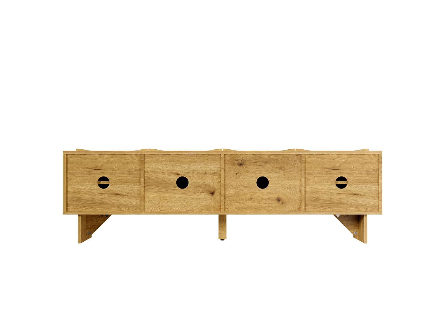 Móvel de TV moderno com padrão ondulado – console multimídia de 155 cm com espaço para armazenamento, quatro portas, madeira.