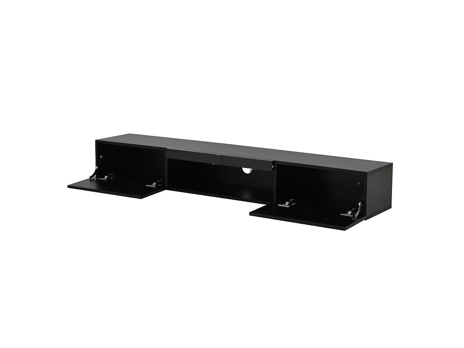 Móvel de parede para TV, 160 × 31 × 22 cm, acabamento em laca preta com iluminação LED, para TVs de até 70".