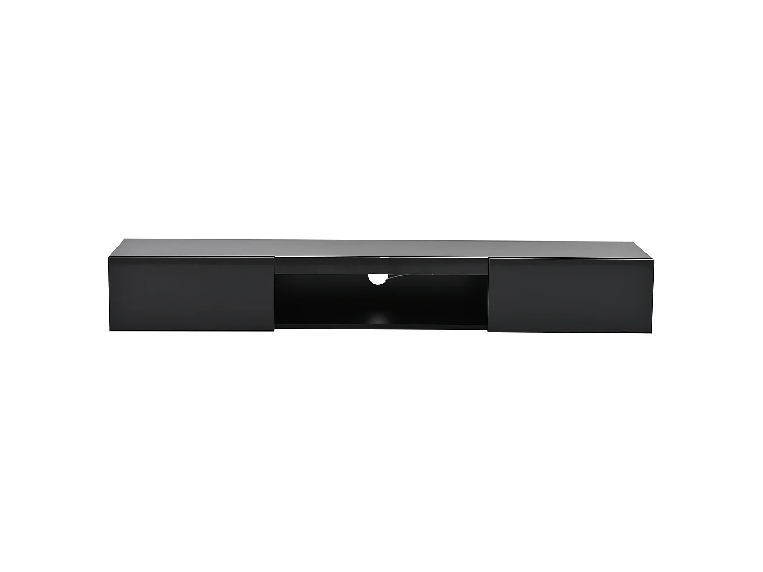 Móvel de parede para TV, 160 × 31 × 22 cm, acabamento em laca preta com iluminação LED, para TVs de até 70".