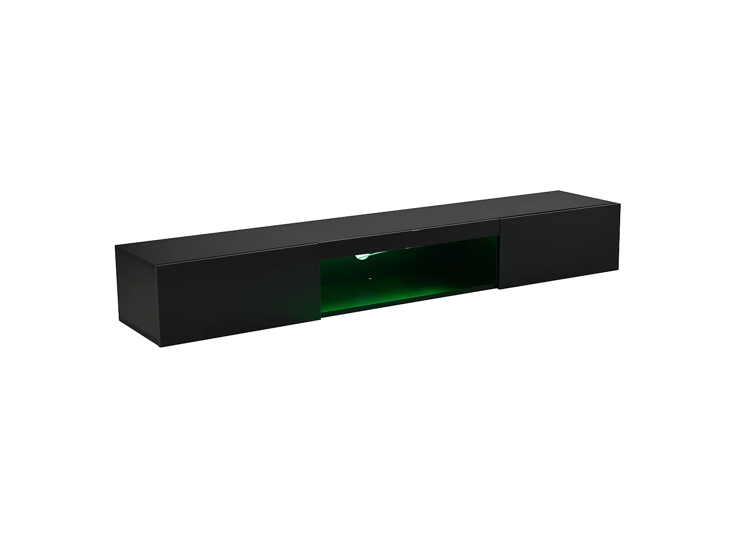 Móvel de parede para TV, 160 × 31 × 22 cm, acabamento em laca preta com iluminação LED, para TVs de até 70".