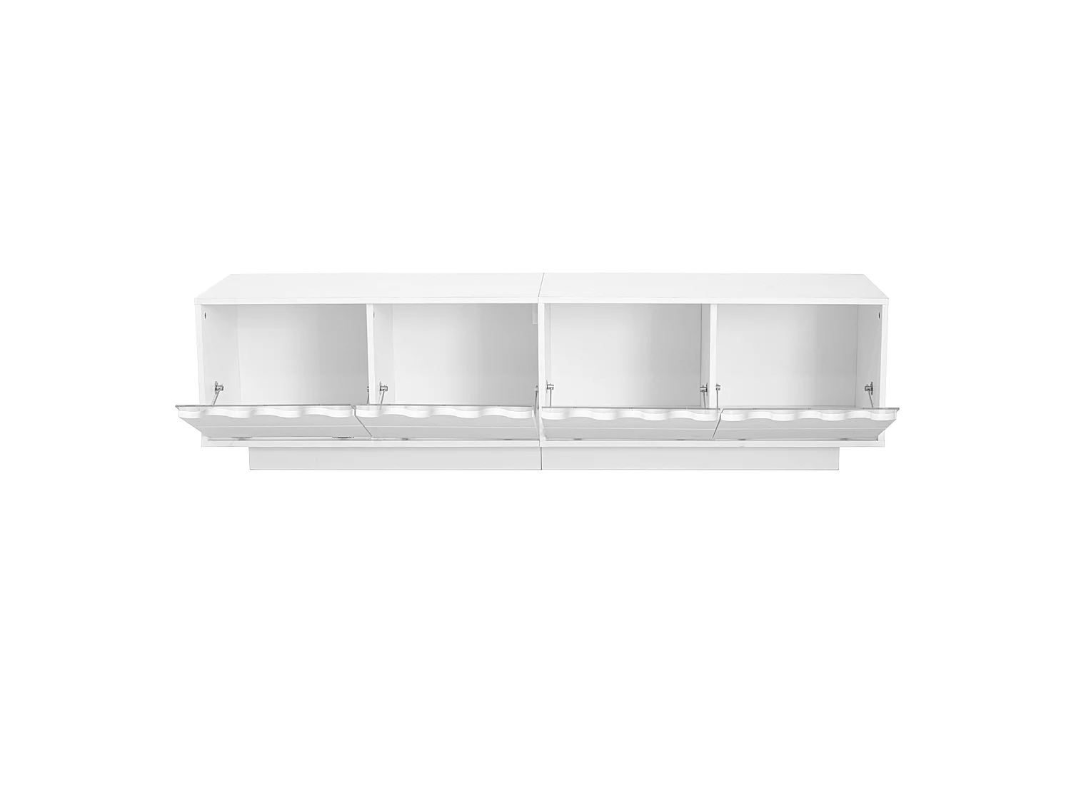 Móvel de TV moderno com 4 portas e design ondulado – espaço de armazenamento para a sala de estar, 170 x 40 x 45 cm