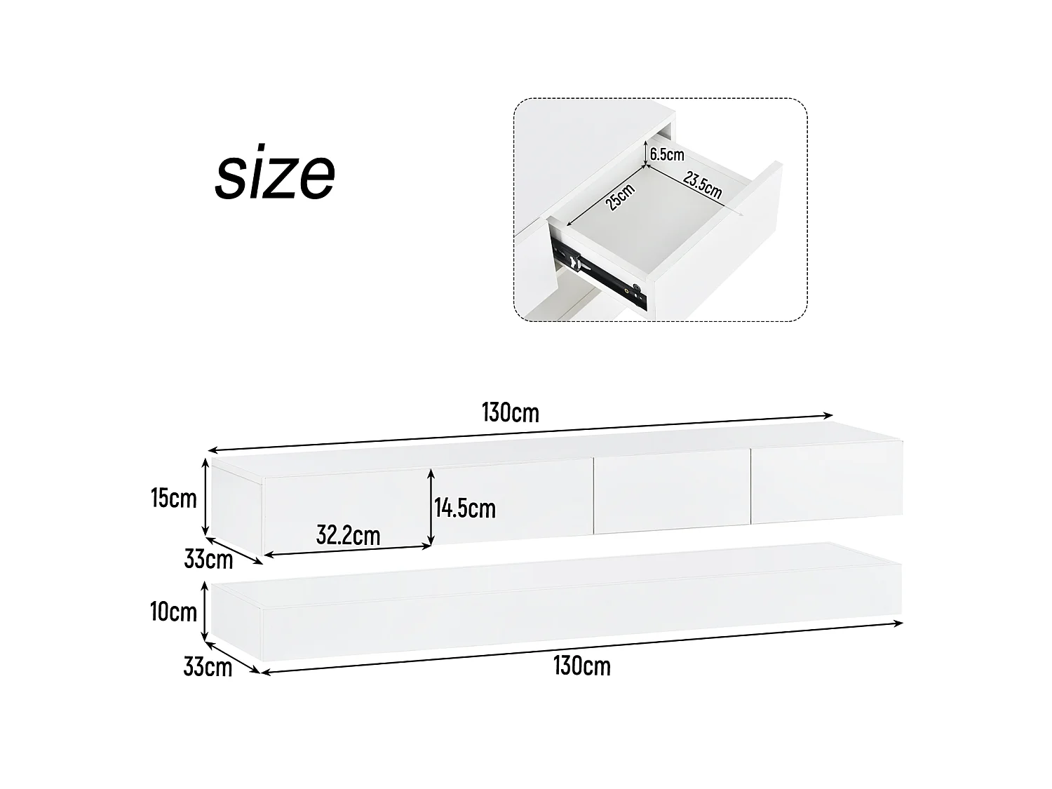 Móvel para TV Low LED com iluminação RGB de 16 cores, 2 armários e 4 gavetas, 130 x 33 x 15 cm, branco