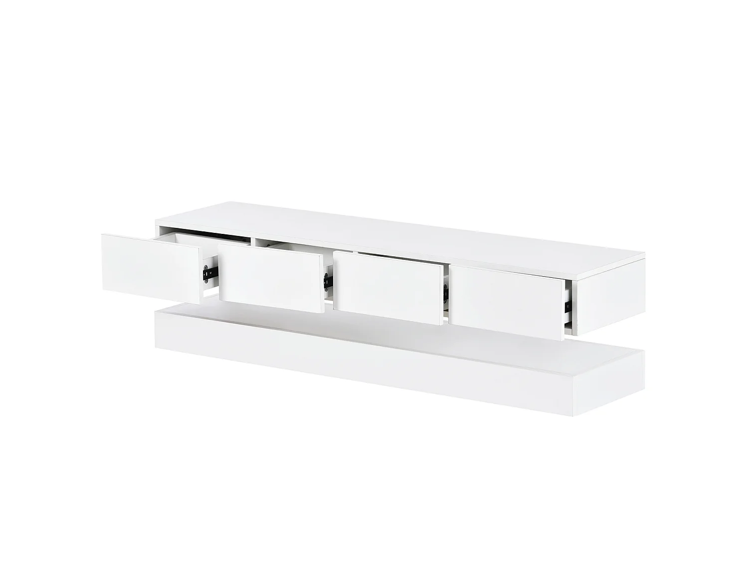 Móvel para TV Low LED com iluminação RGB de 16 cores, 2 armários e 4 gavetas, 130 x 33 x 15 cm, branco