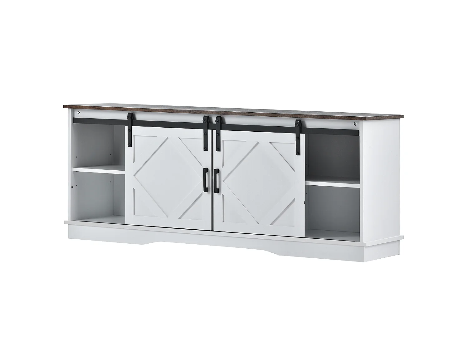 Meuble TV, avec portes coulissantes classiques, pour salon et salle à manger,150 x 40 x 60 cm, blanc