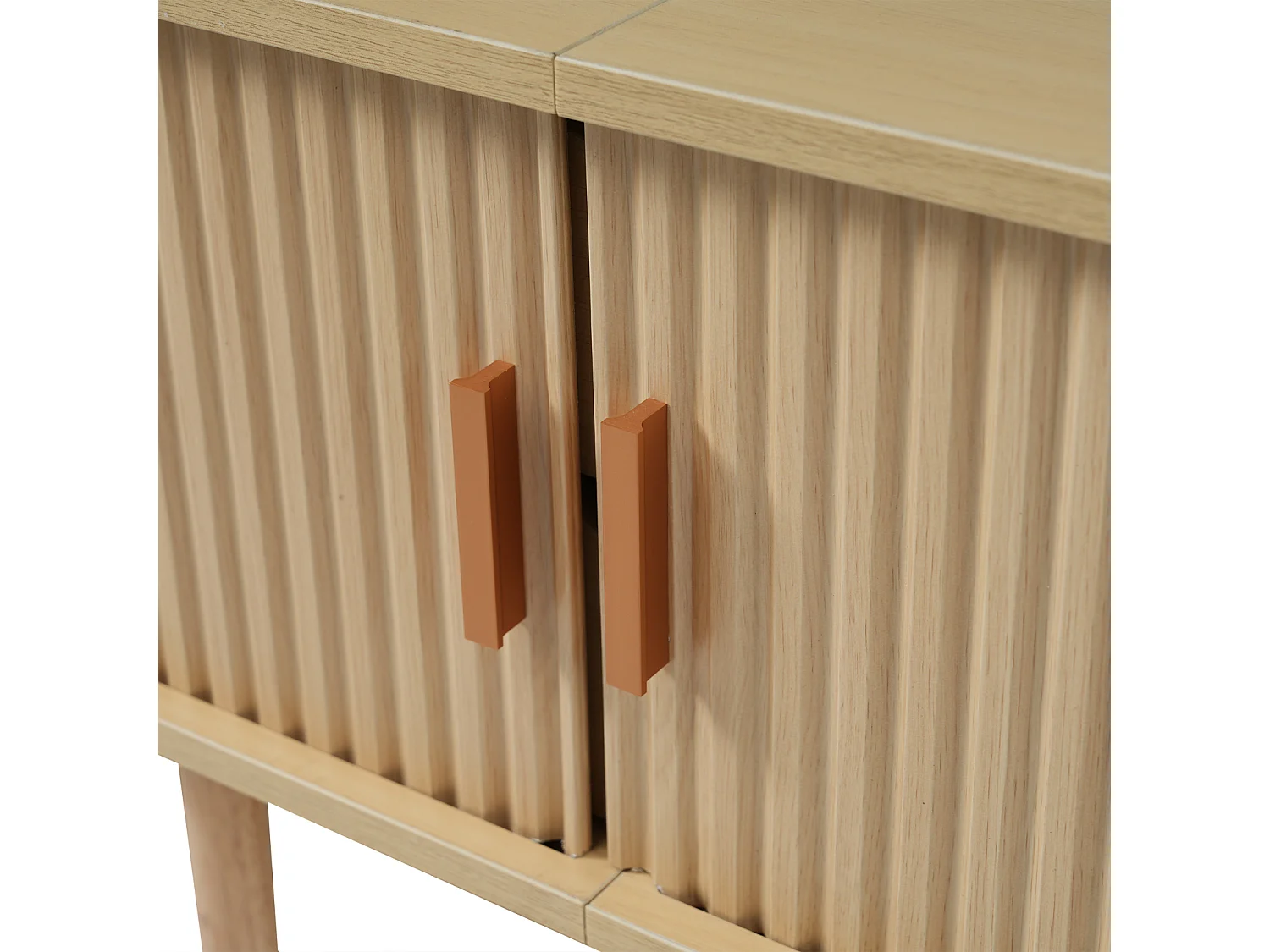 Meuble TV de Salon avec Espace de Rangement + Plateau Rond MDF Grain de Bois 2 tiroirs, Couleur Bois