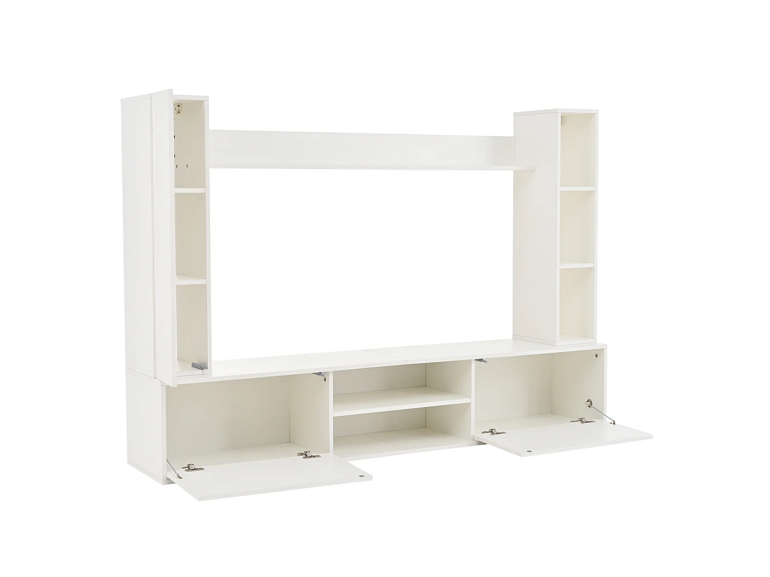 TV-wandmeubel 180×35×33,5 cm wit – 4 stuks met vitrinekasten, lowboard, wandplanken, woonkamer