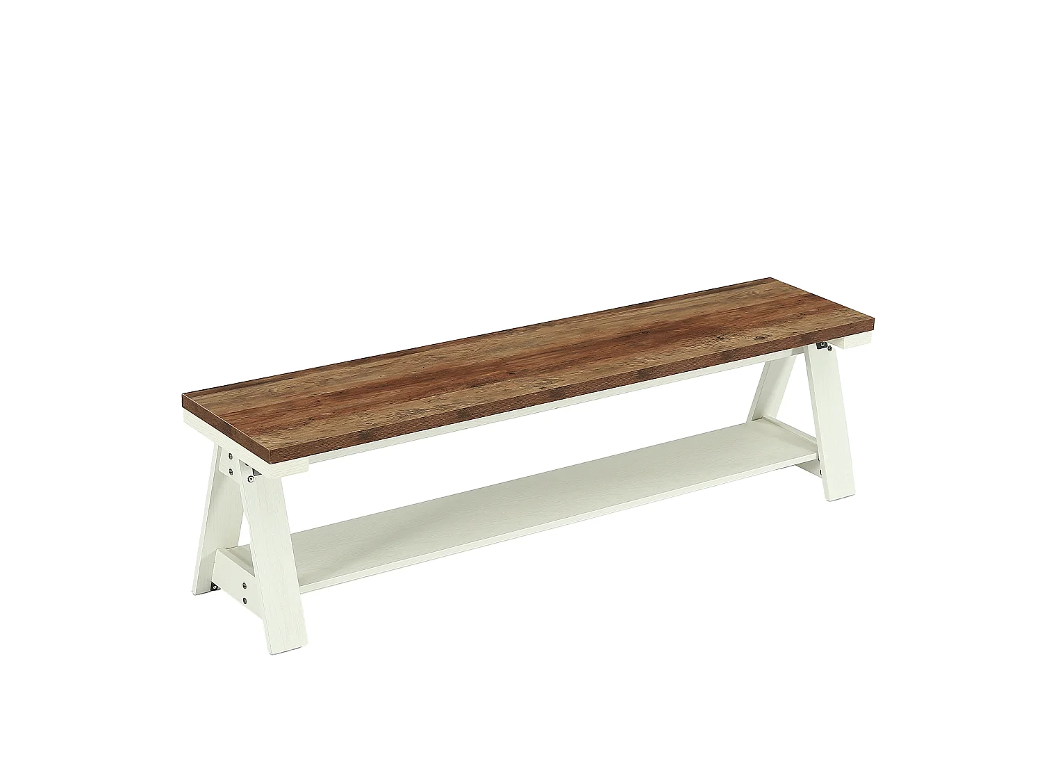 Entrébänk med öppna hyllor, sänggavelbänk i 2 nivåer, MDF 150 x 34,5 x 42 cm