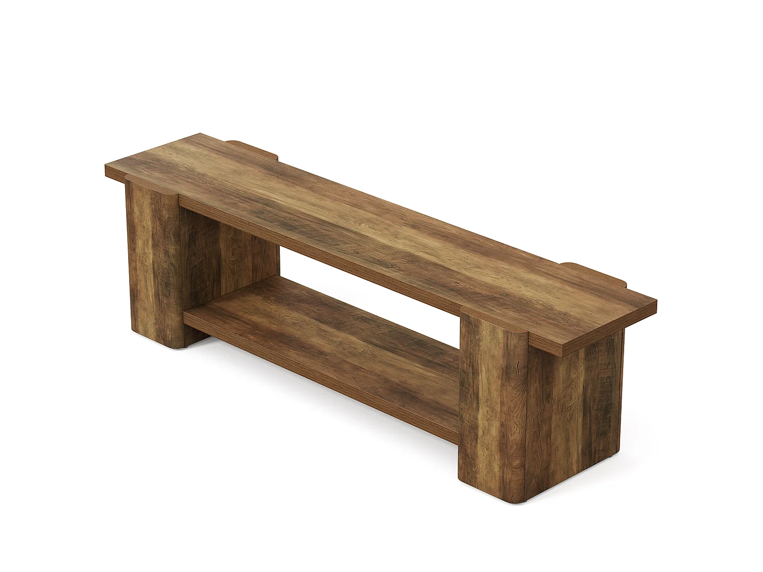 Entrébänk med öppna hyllor, sänggavelbänk i 2 nivåer, MDF 160 x 40 x 45 cm