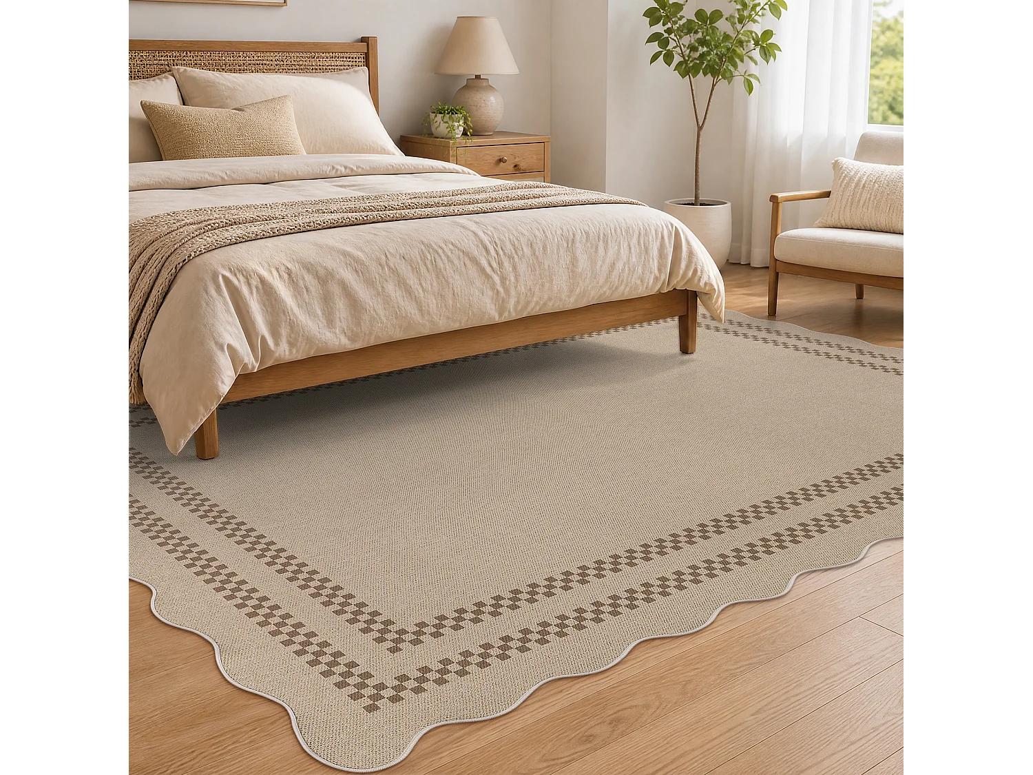 Tapis de salon modernes - Motif vagues - Lavable - 200 x 300 cm - Marron