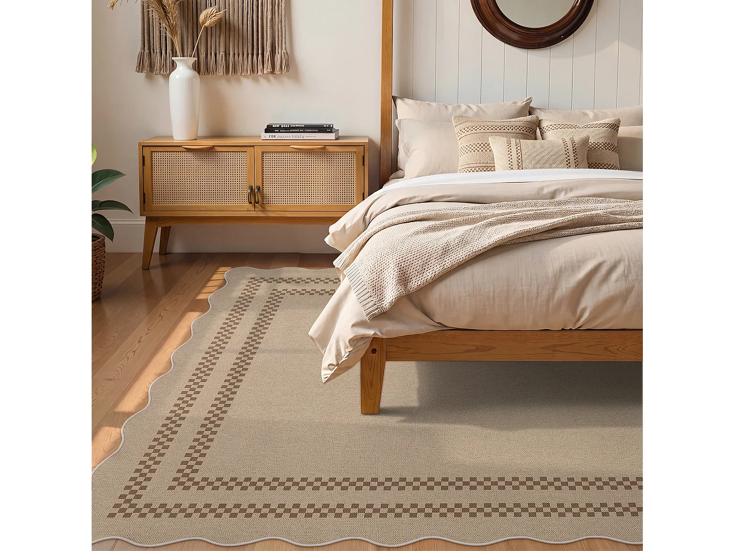 Tapis de salon modernes - Motif vagues - Lavable - 200 x 300 cm - Marron