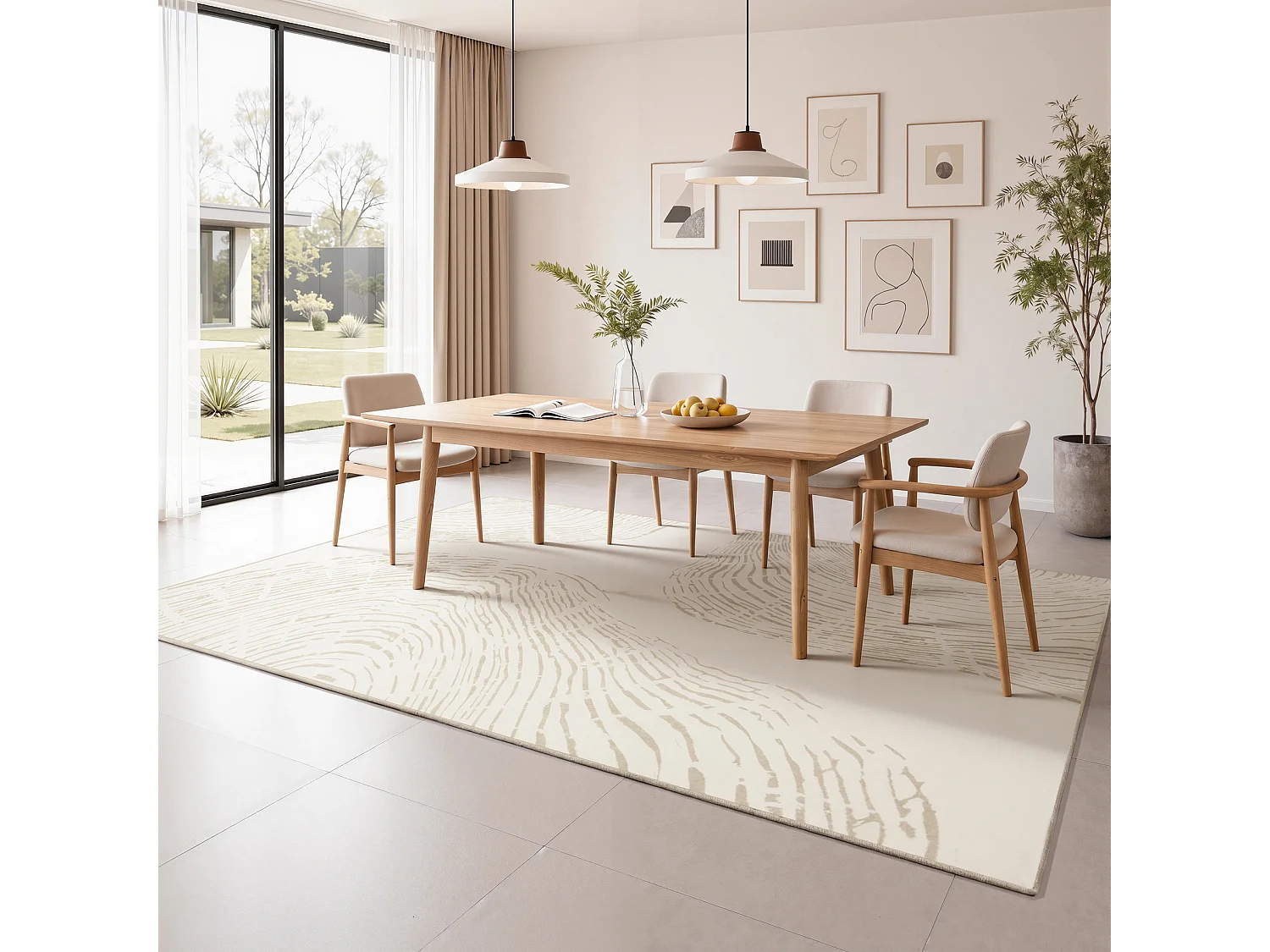 Tapis modernes pour salon - Tapis lavables - 200 x 300 cm Beige