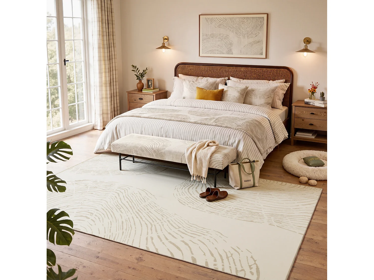 Tapis modernes pour salon - Tapis lavables - 200 x 300 cm Beige