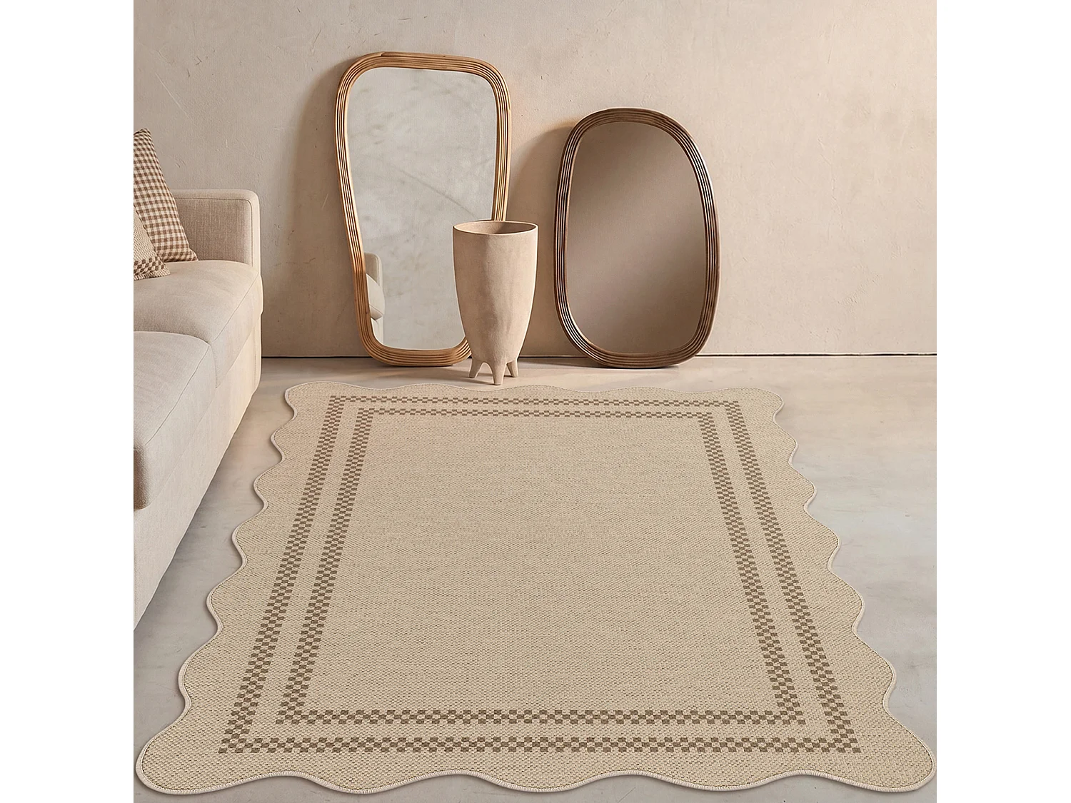 Tapis de salon modernes - Motif vagues - Lavable - 160 x 230 cm - Marron