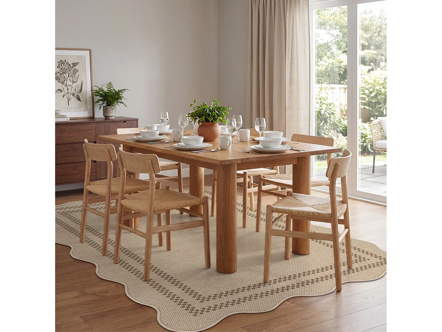 Tapis de salon modernes - Motif vagues - Lavable - 160 x 230 cm - Marron