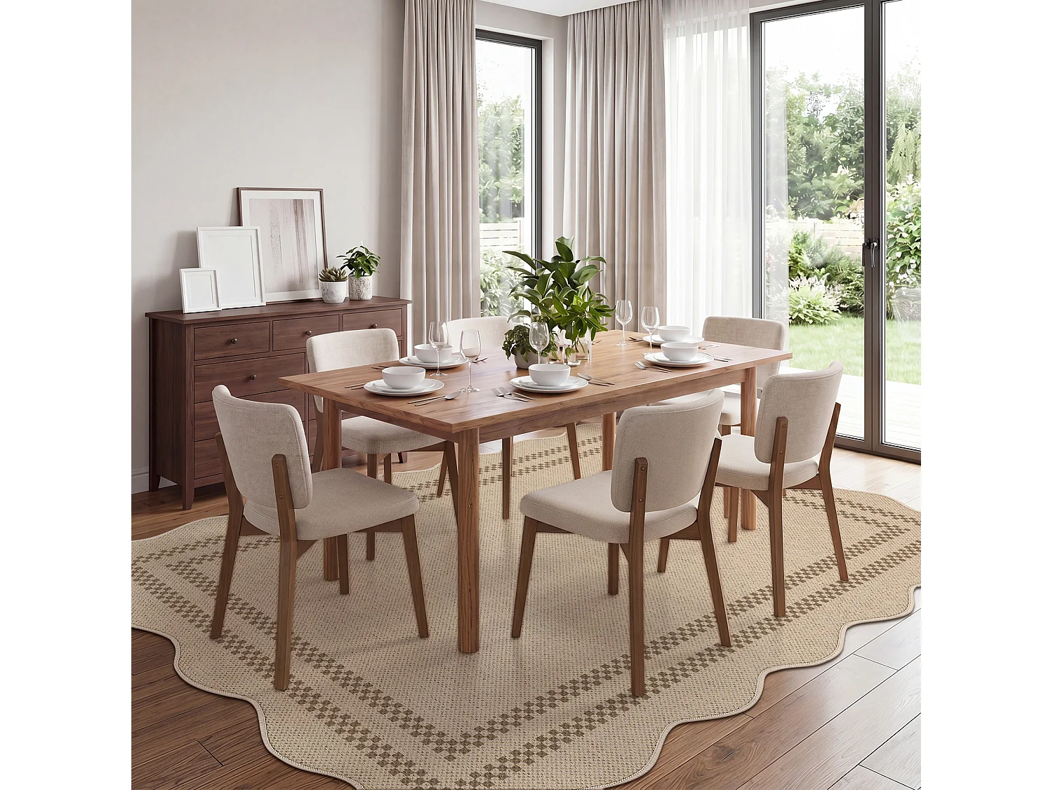 Tapis de salon modernes - Motif vagues - Lavable - 160 x 230 cm - Marron