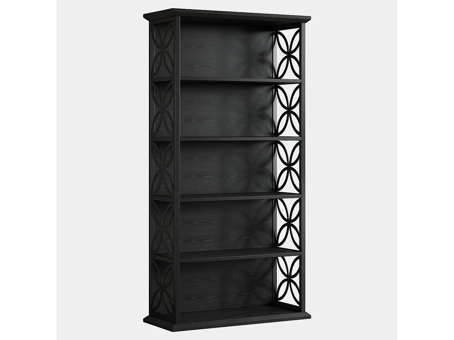 Bibliothèque haute à 6 niveaux, 180 cm, noire, avec structure en métal, étagères de rangement ouvertes autoportantes