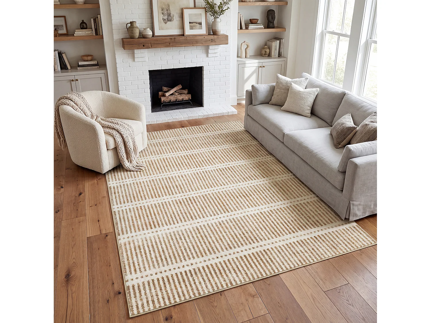 Tapis modernes pour salon - Tapis lavables - 160 x 230 cm - Marron