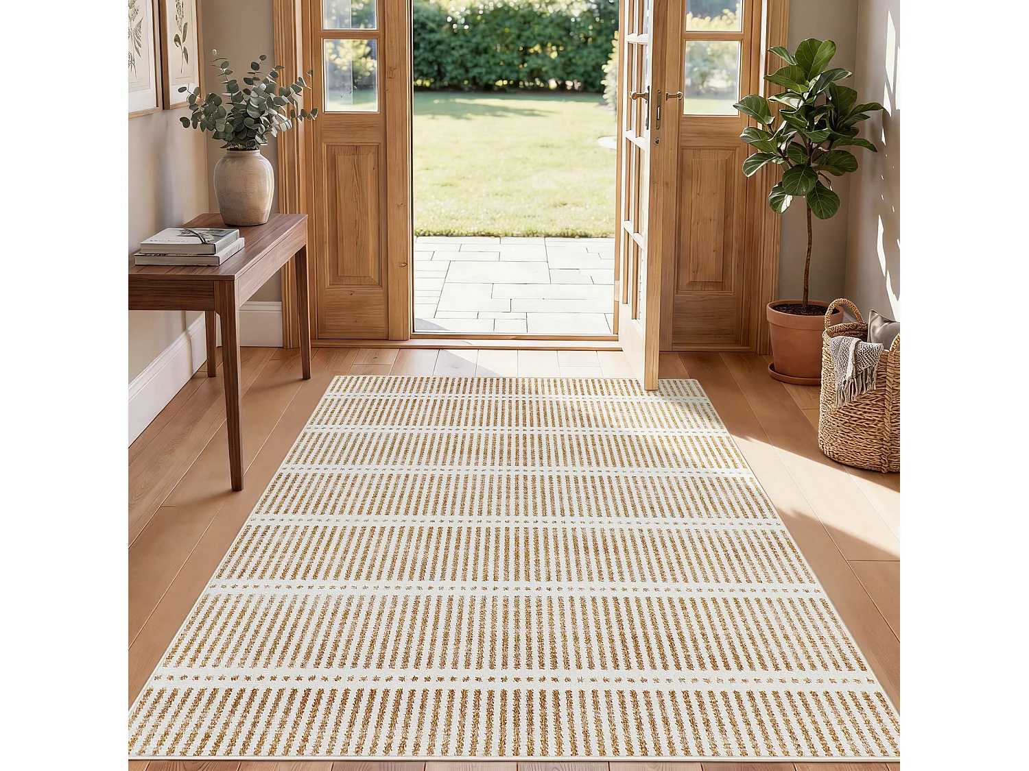 Tapis modernes pour salon - Tapis lavables - 160 x 230 cm - Marron