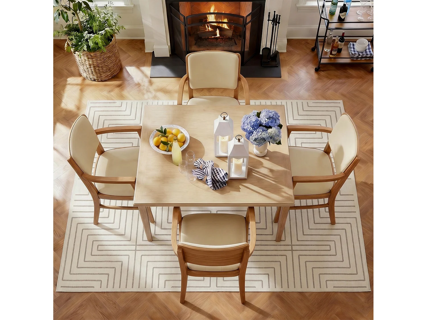 Tapis modernes pour salon - Tapis géométriques lavables - 160 x 230 cm Beige