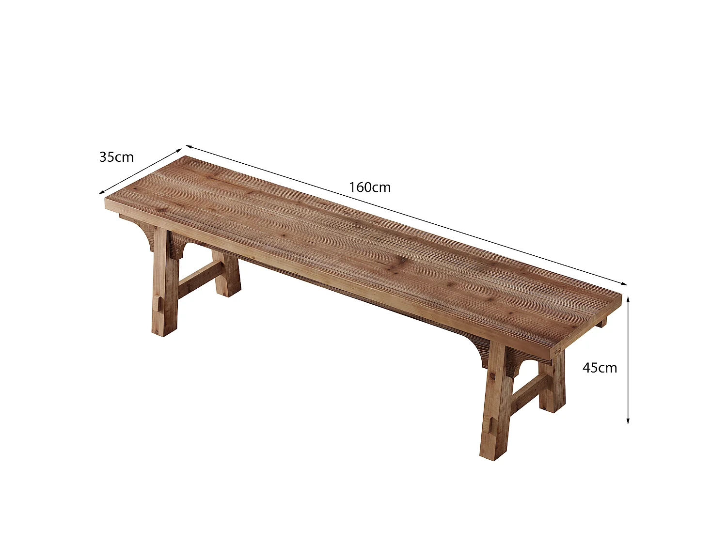 Entrébänk Gavelbänk, Bois-massivet 160 x 35 x 45 cm