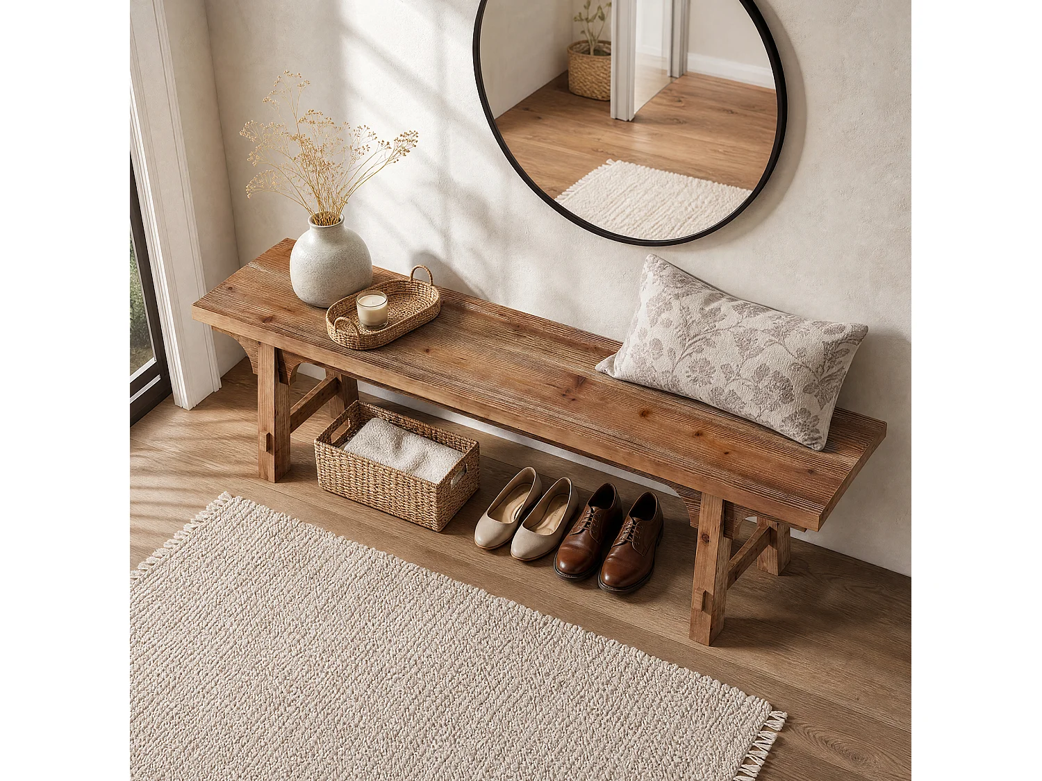 Entrébänk Gavelbänk, Bois-massivet 160 x 35 x 45 cm