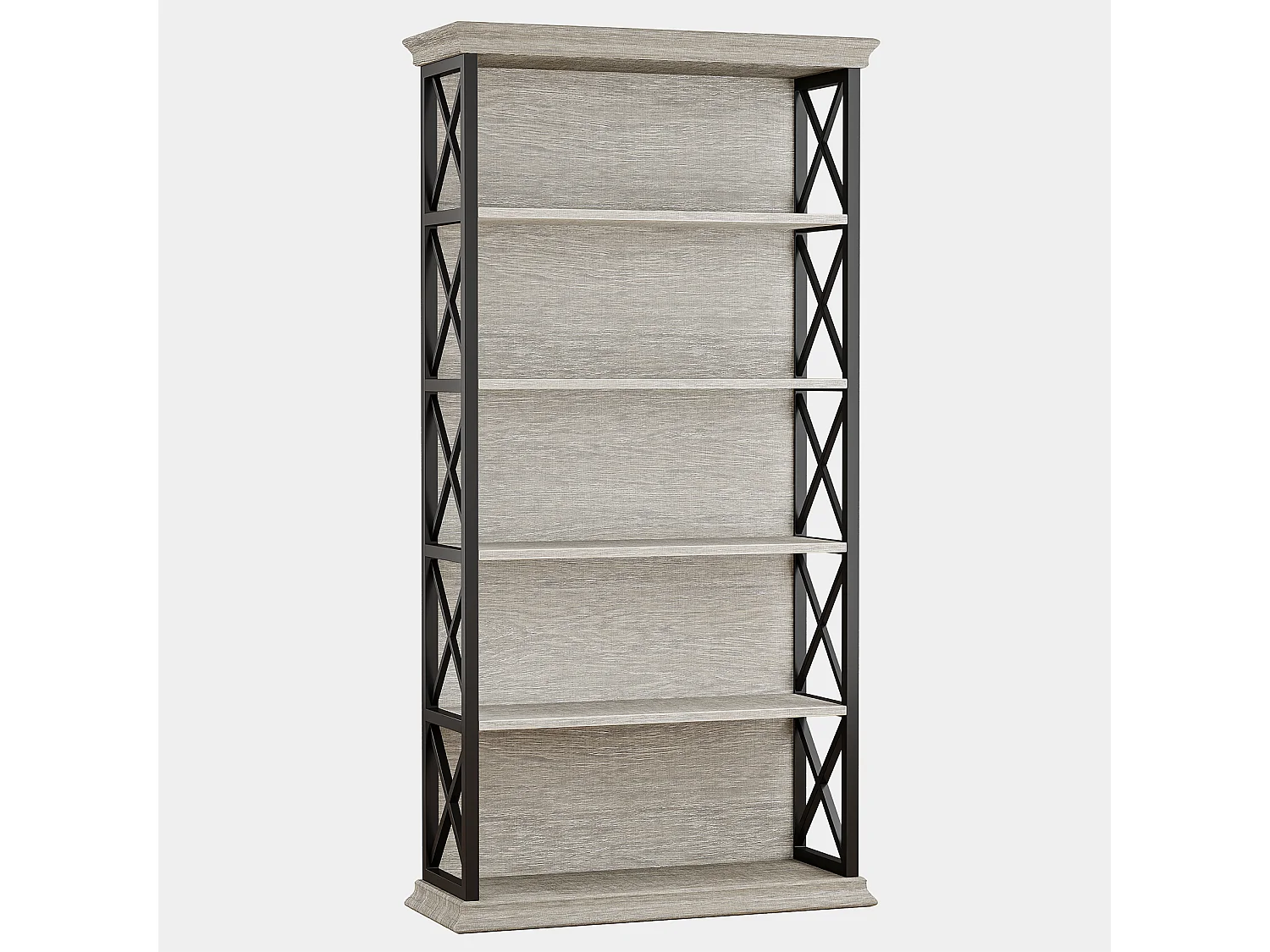 Bibliothèque de 180 cm de haut, étagère grise à 5 niveaux, grande étagère, autoportante