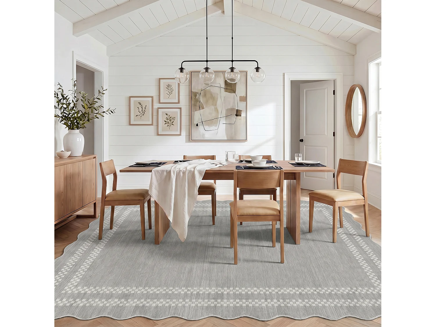 Tapis de salon modernes - Motif vagues, lavable - 200 x 300 cm, gris