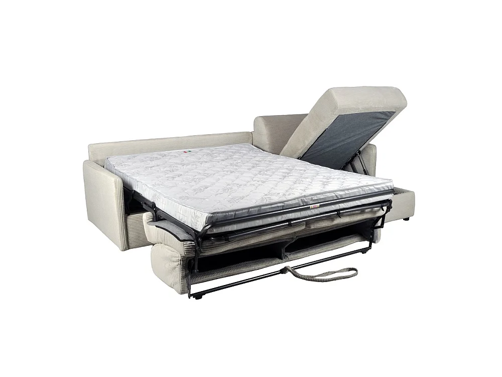 Canapé convertible Express réversible et coffre 4 places BERGAME en velours / Beige