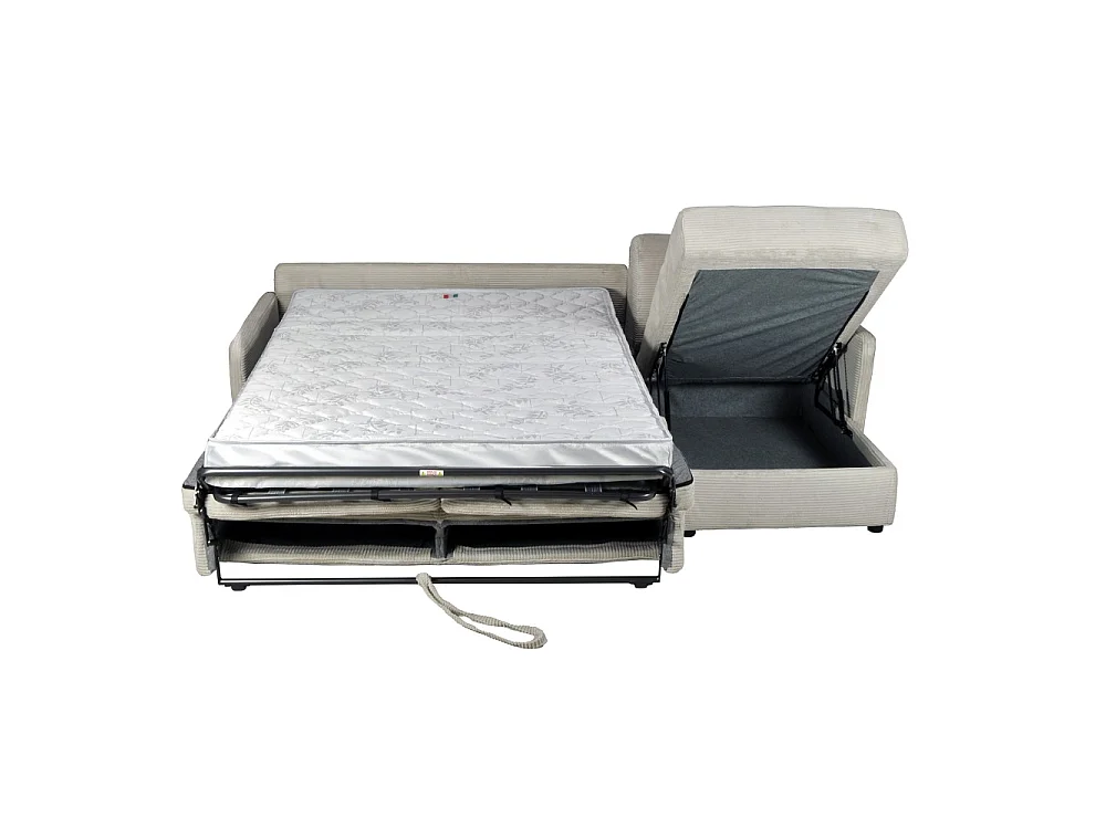 Canapé convertible Express réversible et coffre 4 places BERGAME en velours / Beige