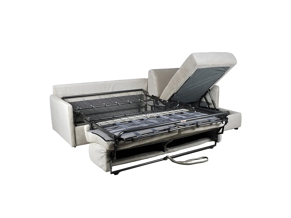 Canapé convertible Express réversible et coffre 4 places BERGAME en velours / Beige