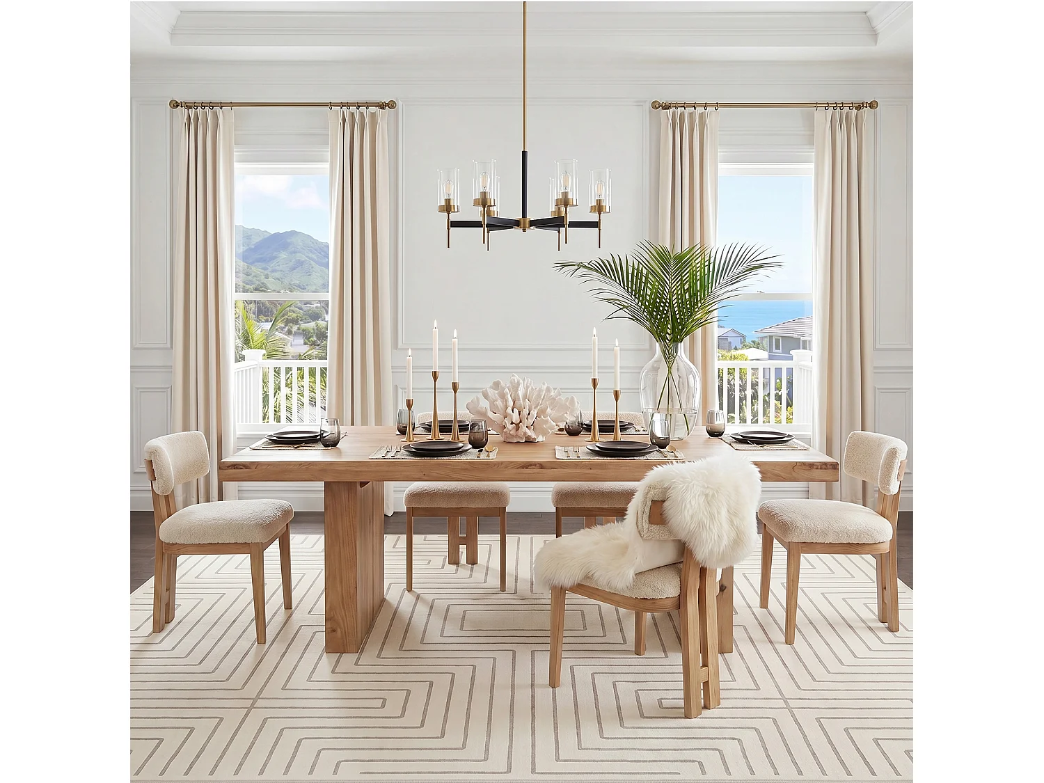 Tapis modernes pour salon - Tapis géométriques lavables - 200 x 300 cm Beige