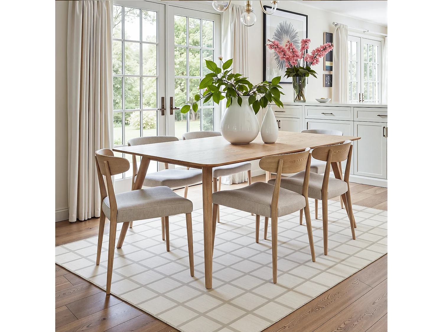 Moderne geruite vloerkleden voor de woonkamer - Wasbare vloerkleden - 160x230 cm Beige