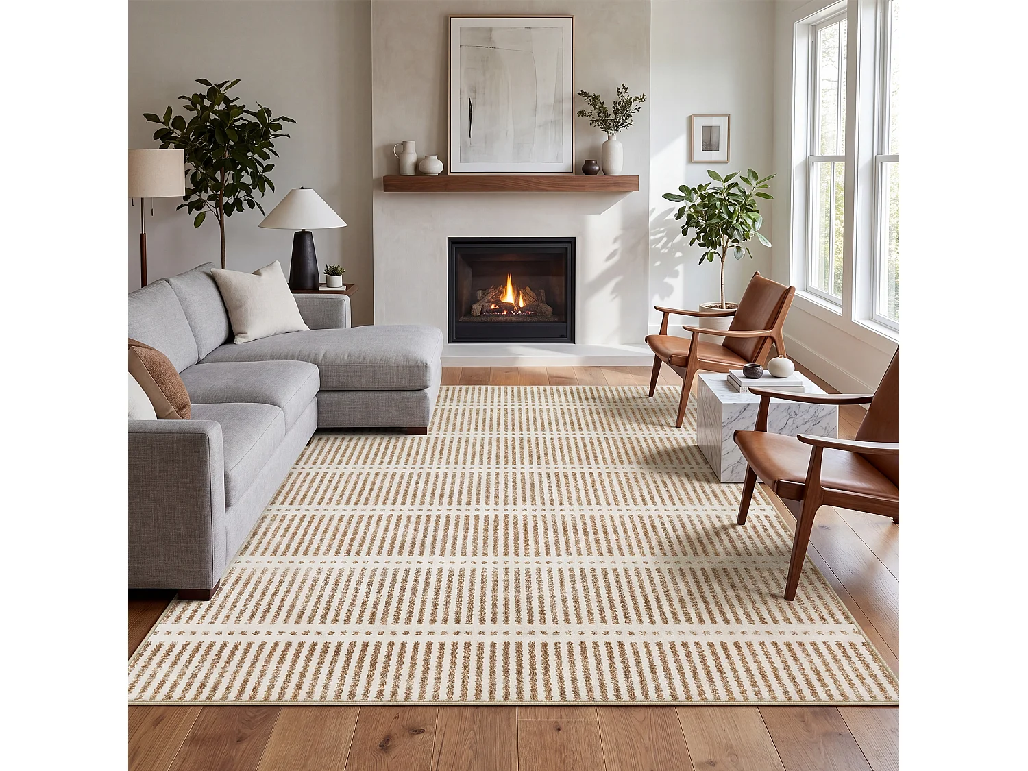 Moderne vloerkleden voor de woonkamer - Wasbaar vloerkleed - 200x300 cm Bruin