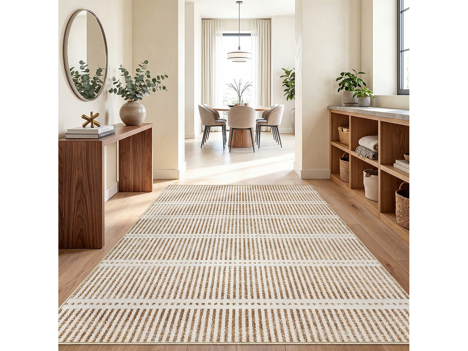Moderne vloerkleden voor de woonkamer - Wasbaar vloerkleed - 200x300 cm Bruin