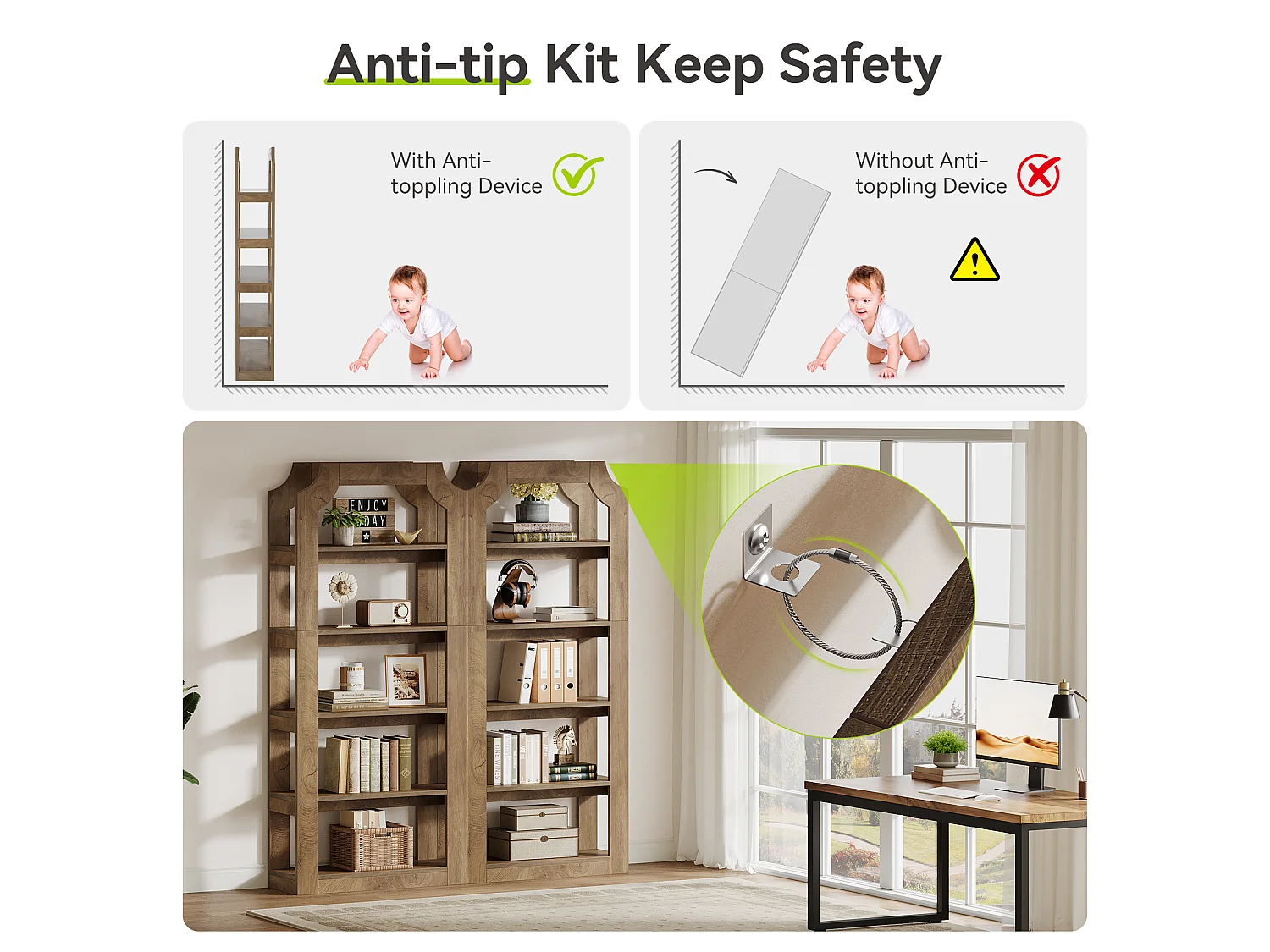 Étagère à livres à 5 niveaux de 180 cm de haut, style ferme, étagère de rangement vintage autoportante