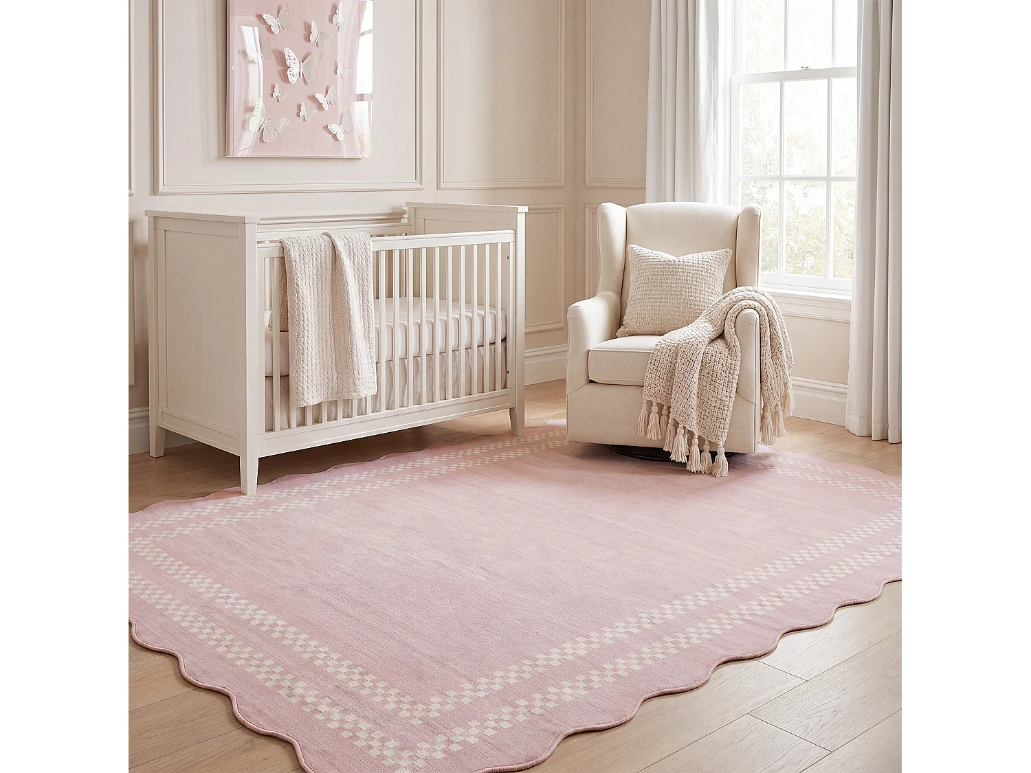 Tapis de salon modernes - Tapis lavables à motif vagues - 160 x 230 cm Rose