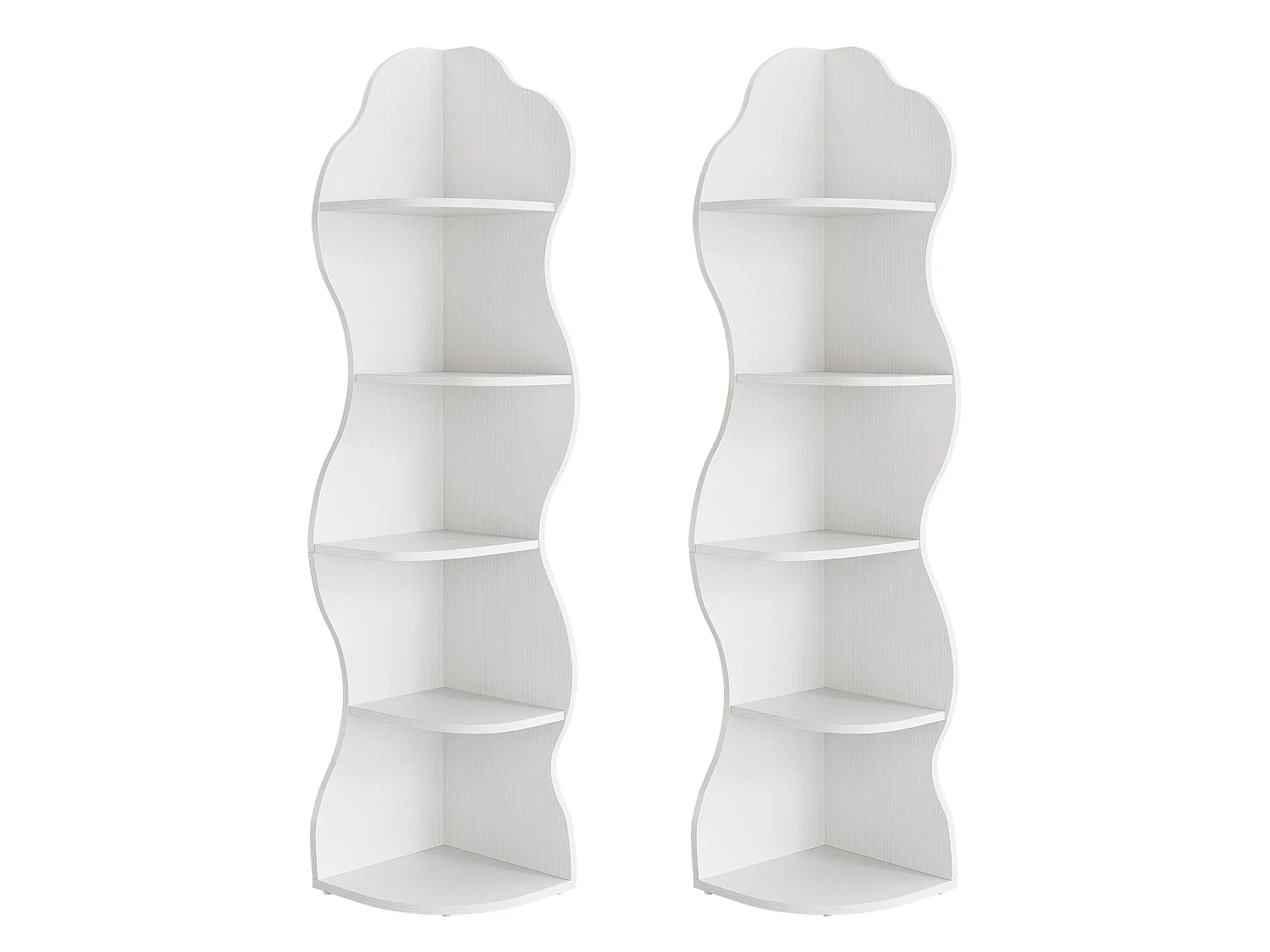 Étagère d'angle de 175 cm, bibliothèque d'angle moderne blanche à 5 niveaux, haute bibliothèque