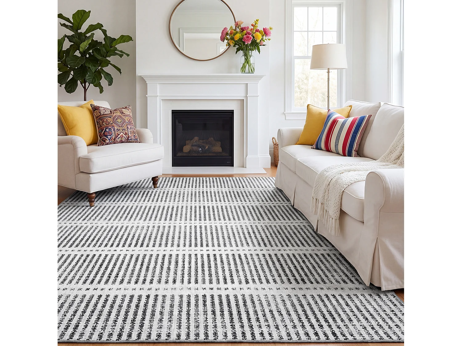 Tapis modernes pour salon - Tapis lavables - 160 x 230 cm Gris
