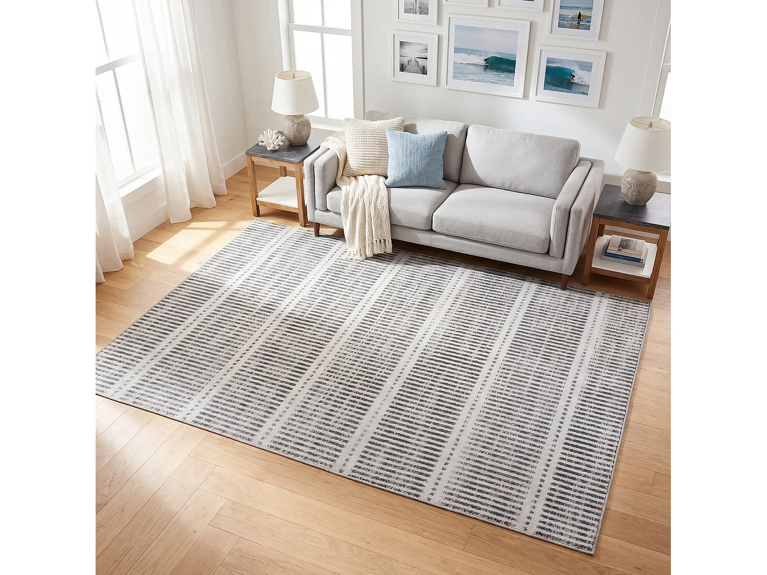 Tapis modernes pour salon - Tapis lavables - 160 x 230 cm Gris