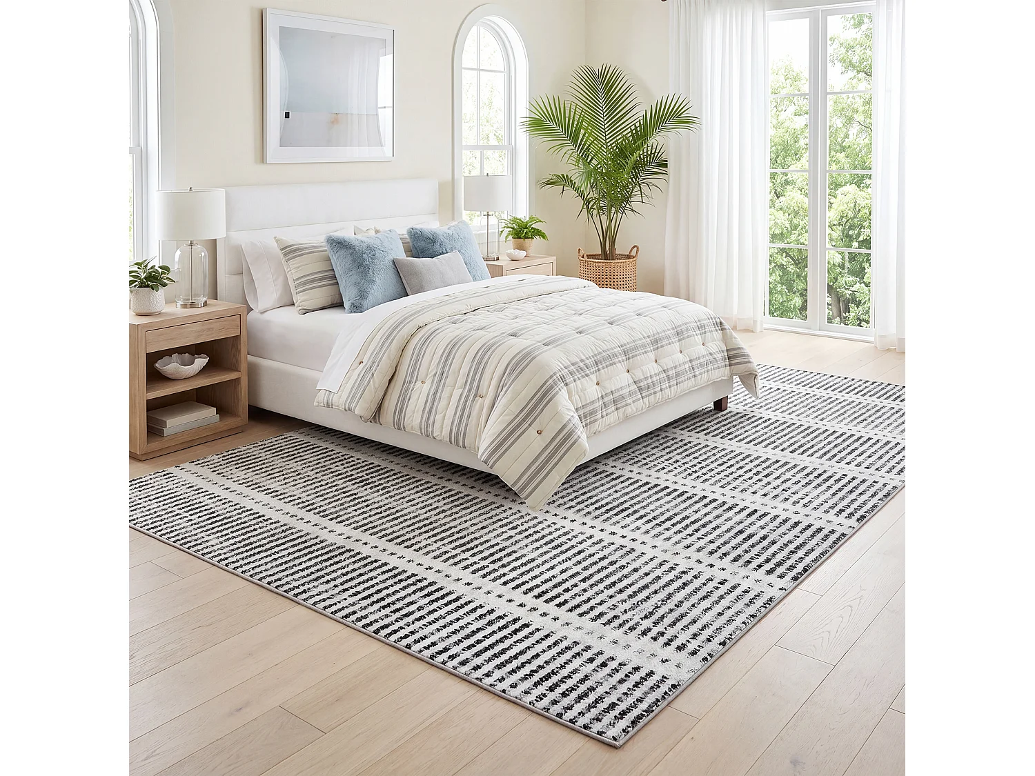 Tapis modernes pour salon - Tapis lavables - 160 x 230 cm Gris