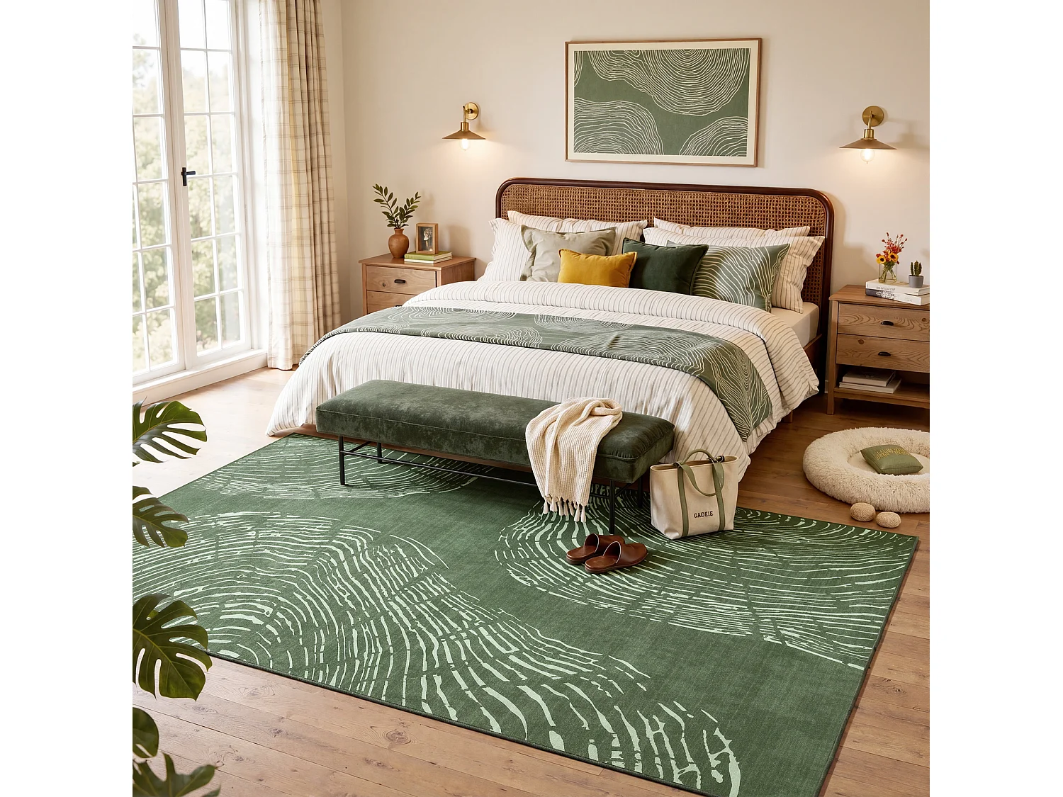 Tapis modernes pour salon - Tapis lavables - 160 x 230 cm Vert