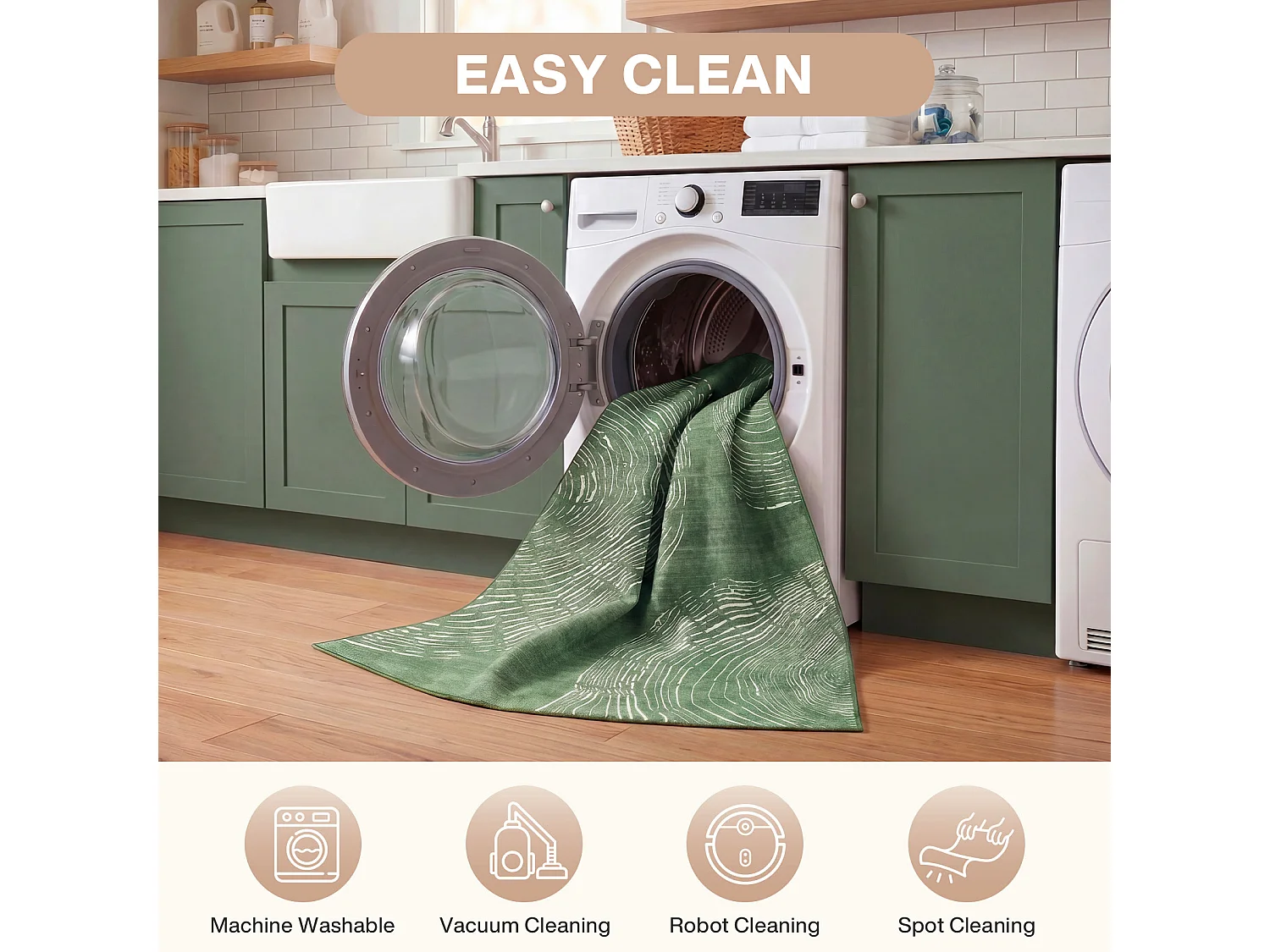Tapis modernes pour salon - Tapis lavables - 160 x 230 cm Vert