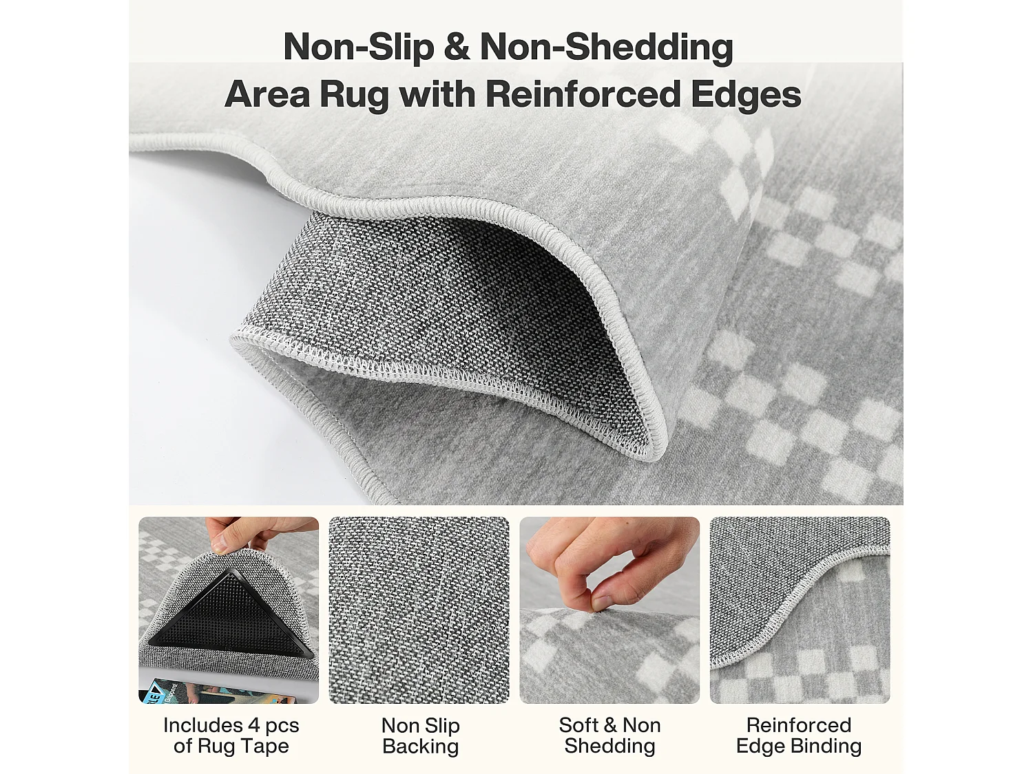 Tapis de salon modernes - Motif vagues, lavable - 160 x 230 cm, gris