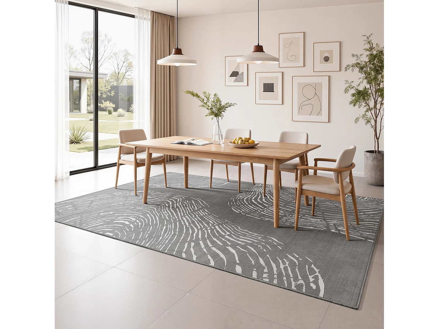 Tapis modernes pour salon - Tapis lavables - 160 x 230 cm Gris